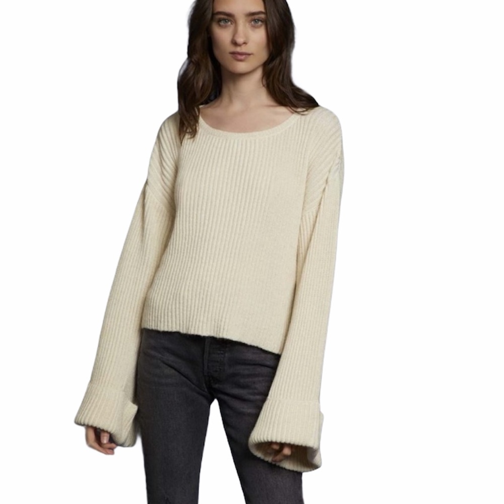 Nation LTD Jude Ribbed Cuff Crop Sweater